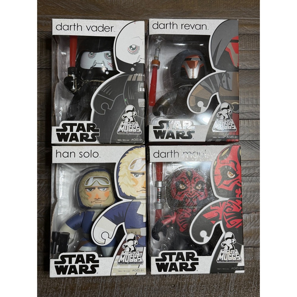 Hasbro Star Wars Mighty Muggs Vader Revan Han Maul Lot 4 Multi NIB 2008 Figures